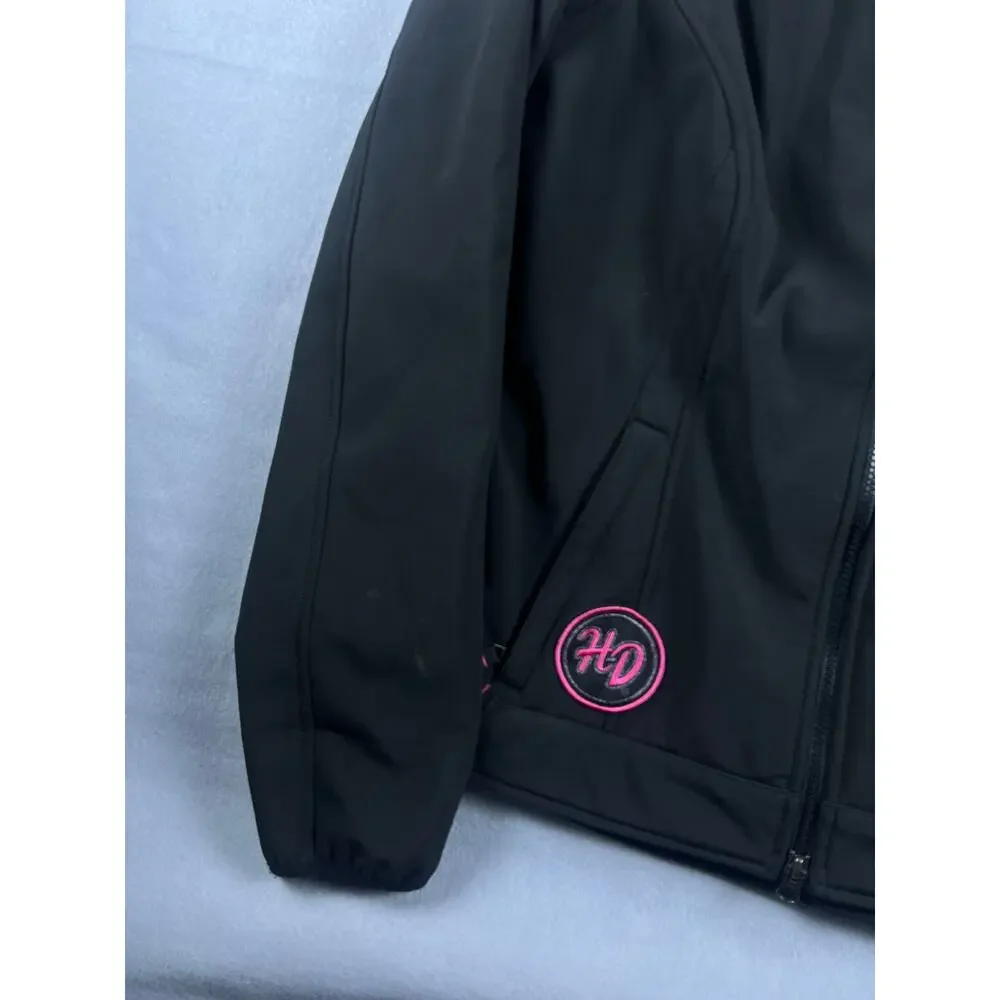 Harley Davidson Woman’s Pink Label Fleece Jacket Black/Pink 98561-15VW Size 1W